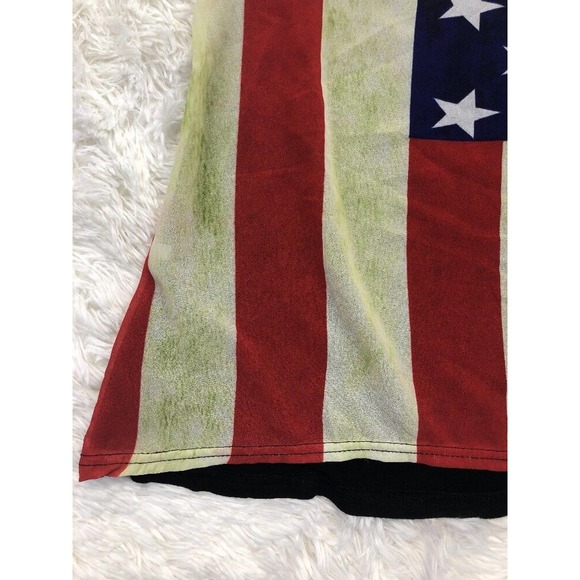 USA Flag Racerback Tank Top 5th & Love Sz S Red Blue Green Semi Sheer Casual - Picture 3 of 6